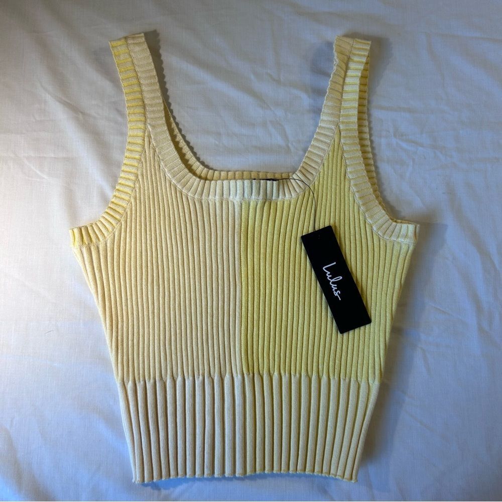 Lulus Yellow Two-Tone Ribbed Tank Top - Picture 1 of 4